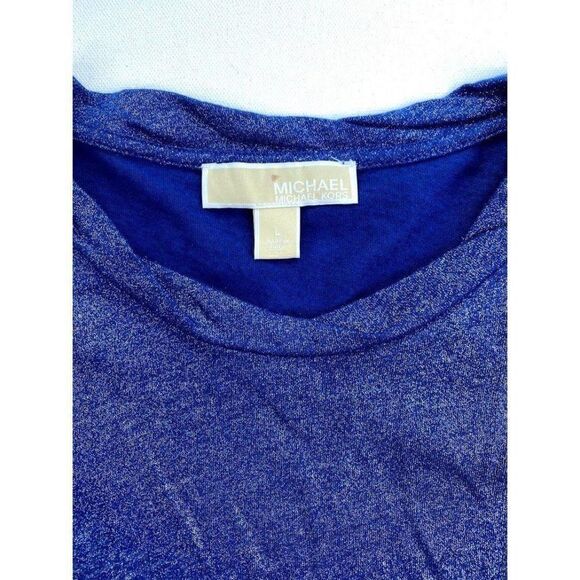 ‎Michael Kors Blouse Top Large Blue Silver Sparkle - Picture 2 of 5